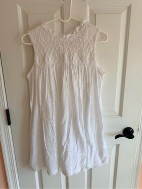 Calypso St.Barth White Eyelet Sleeveless Smocked Sundress